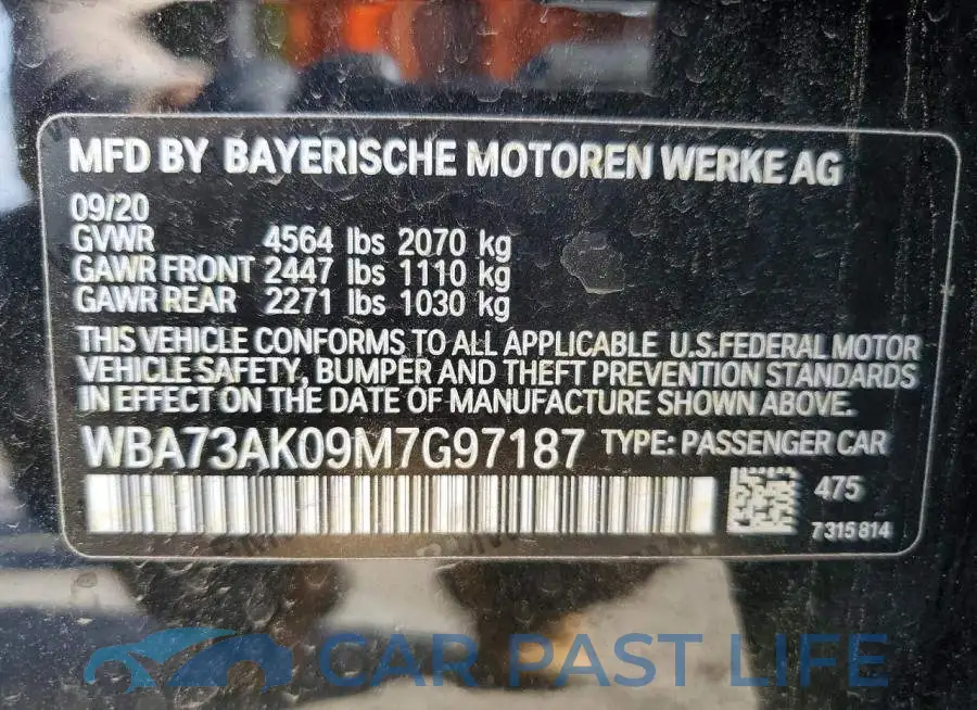 WBA73AK09M7G97187# 13