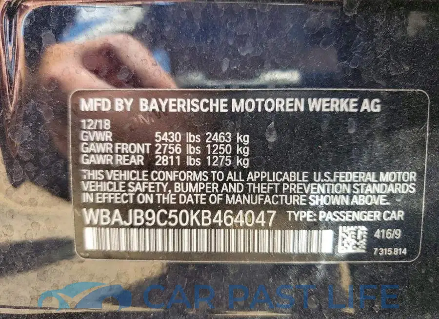 WBAJB9C50KB464047# 12