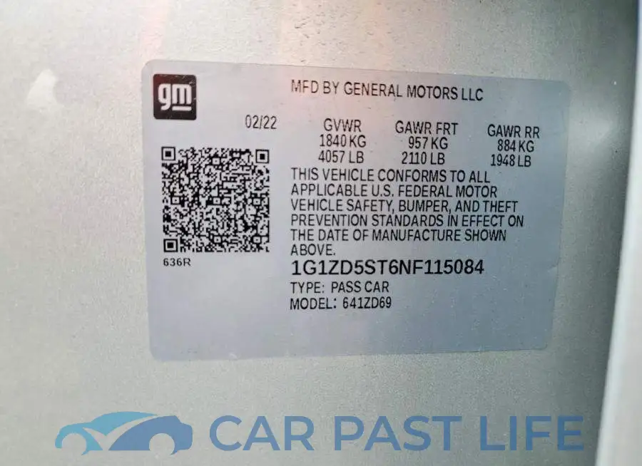 1G1ZD5ST6NF115084# 12