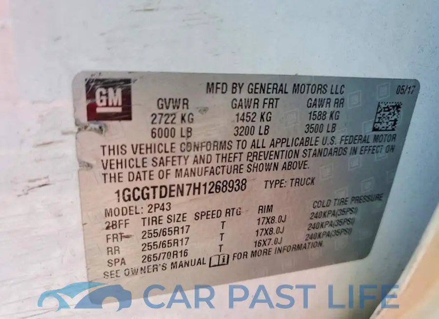 1GCGTDEN7H1268938# 12