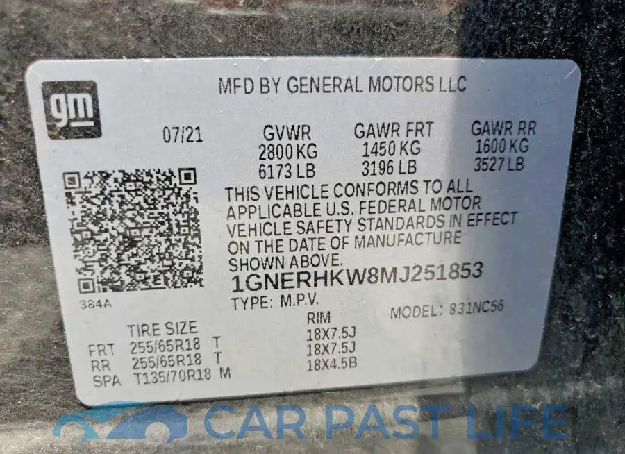 1GNERHKW8MJ251853# 13
