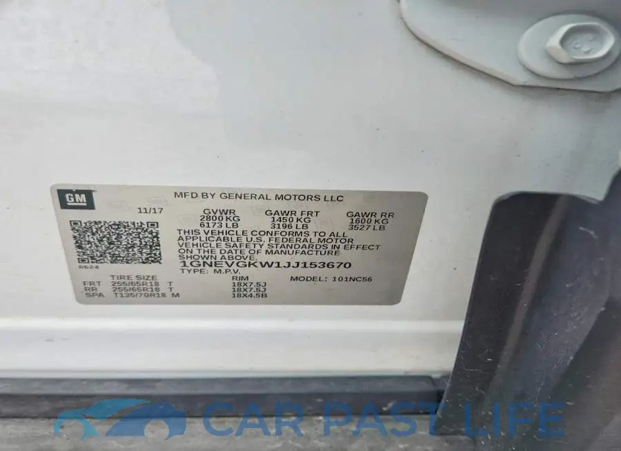 1GNEVGKW1JJ153670# 14