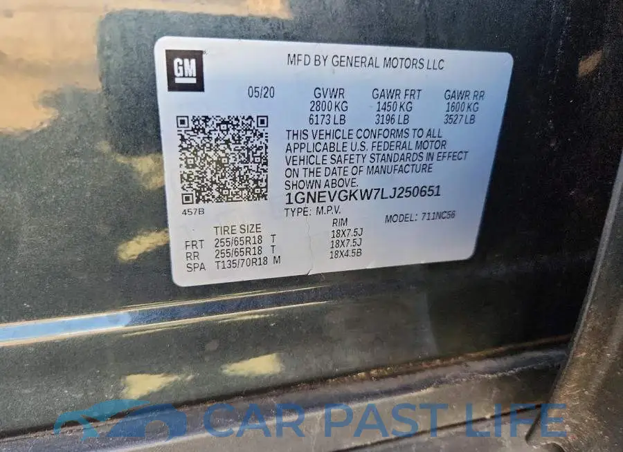 1GNEVGKW7LJ250651# 14