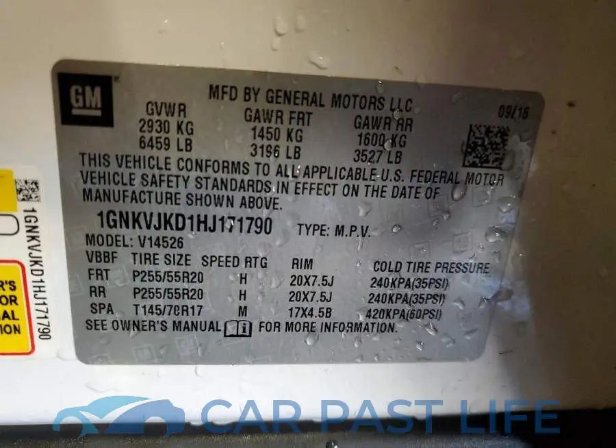 1GNKVJKD1HJ171790# 13