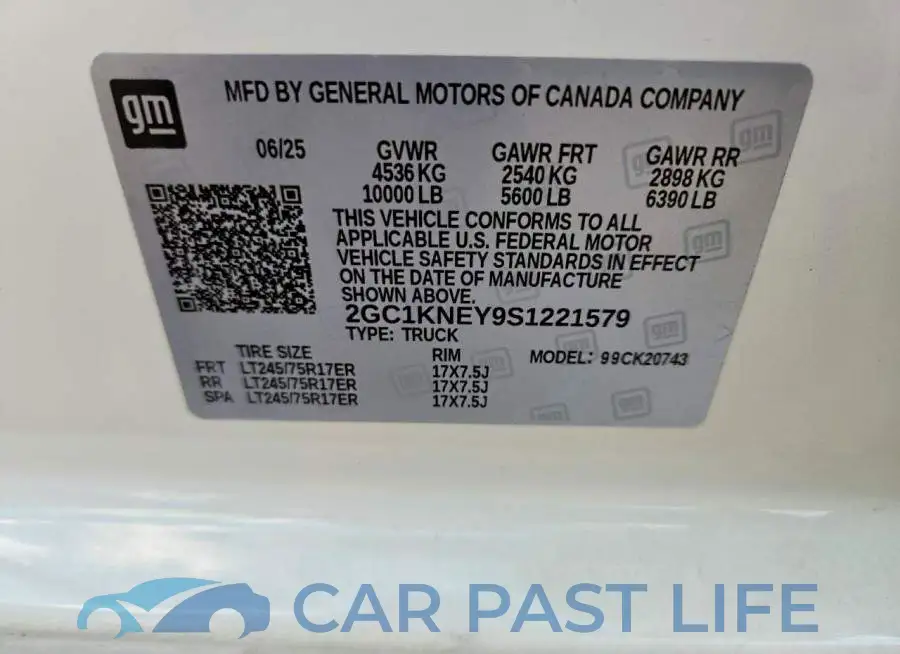 2GC1KNEY9S1221579# 12