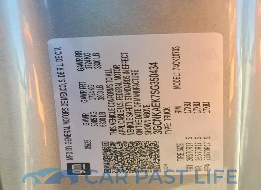 3GCNKAEK7SG350434# 12