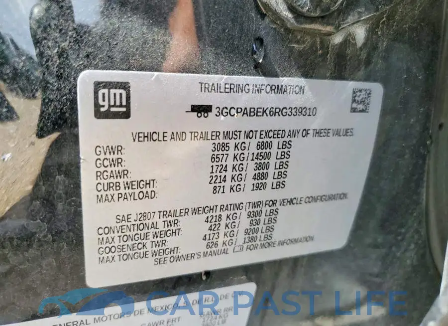 3GCPABEK6RG339310# 12