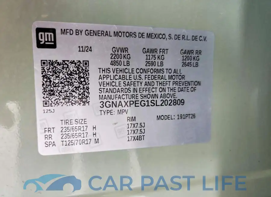 3GNAXPEG1SL202809# 12