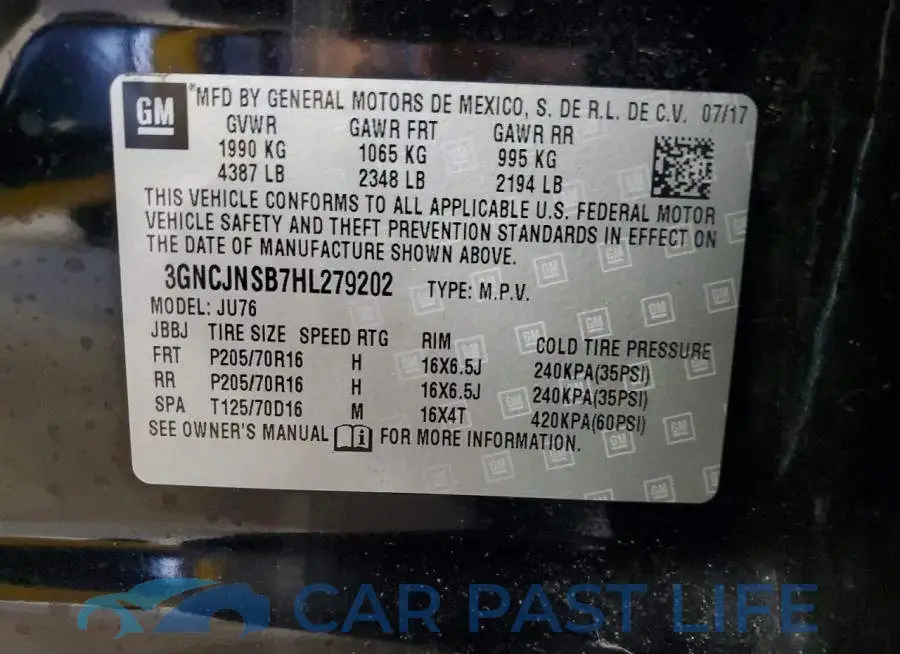 3GNCJNSB7HL279202# 13
