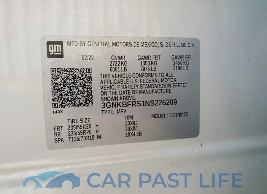 3GNKBFRS1NS226209# 13