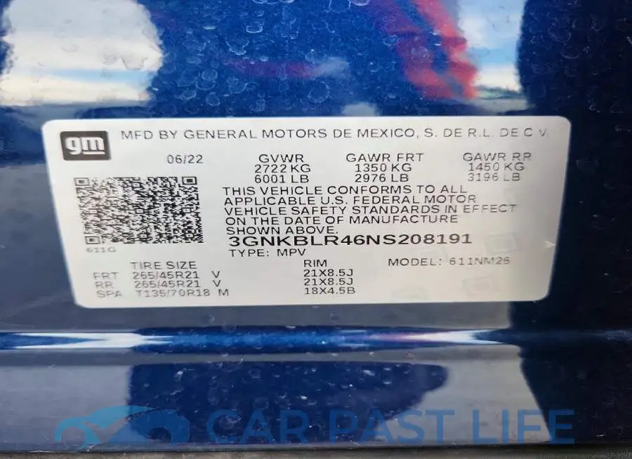 3GNKBLR46NS208191# 12