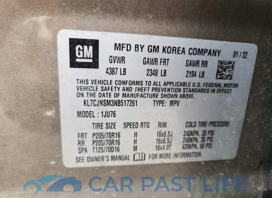 KL7CJNSM3NB517261# 13