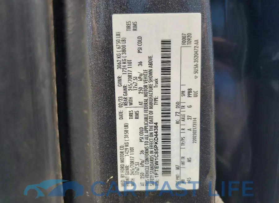 1FTEW1C85PKD44384# 12