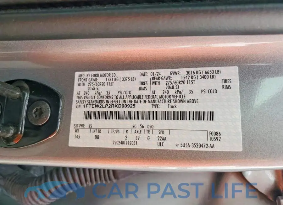 1FTEW2LP2RKD00925# 12