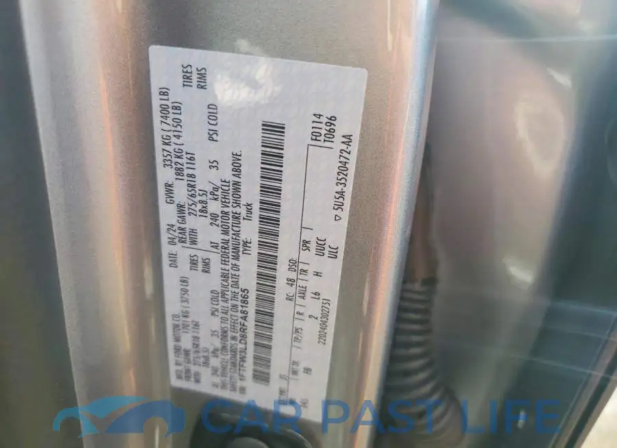 1FTFW3LD8RFA81865# 12