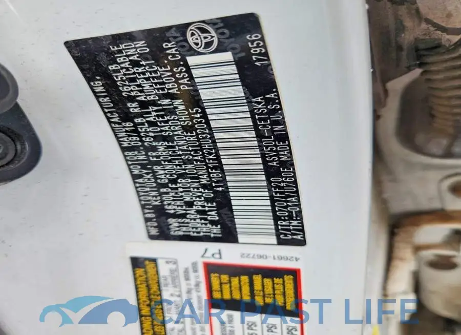 4T1BF1FK2HU320345# 12