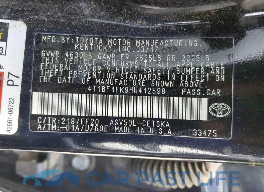 4T1BF1FK9HU412598# 12