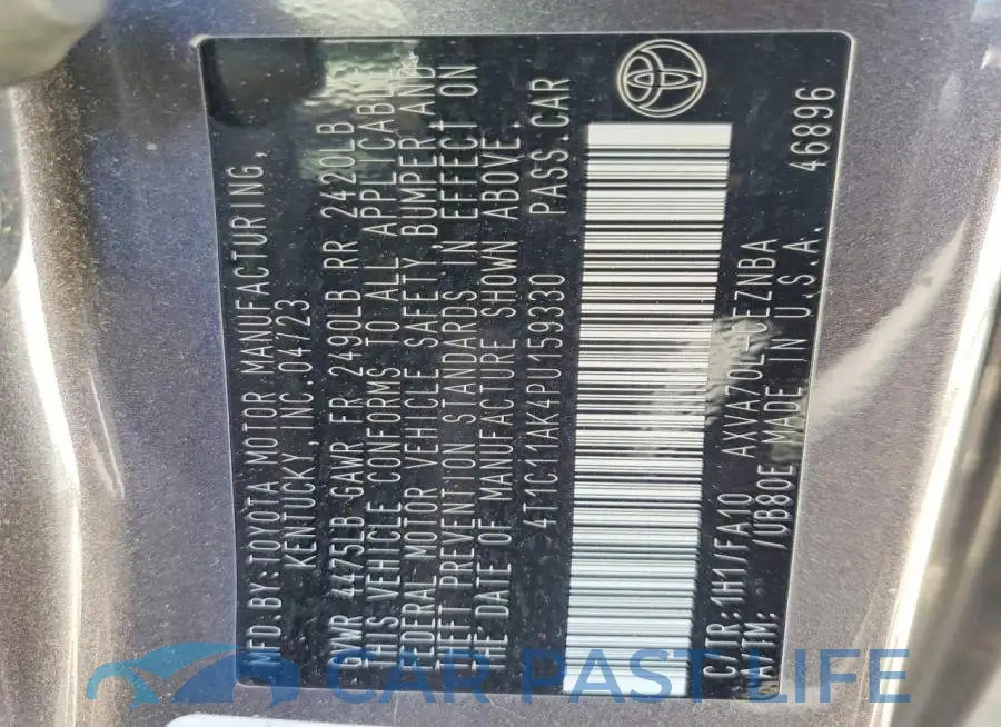 4T1C11AK4PU159330# 12