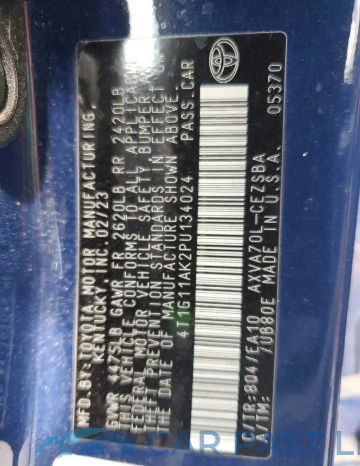 4T1G11AK2PU134024# 12