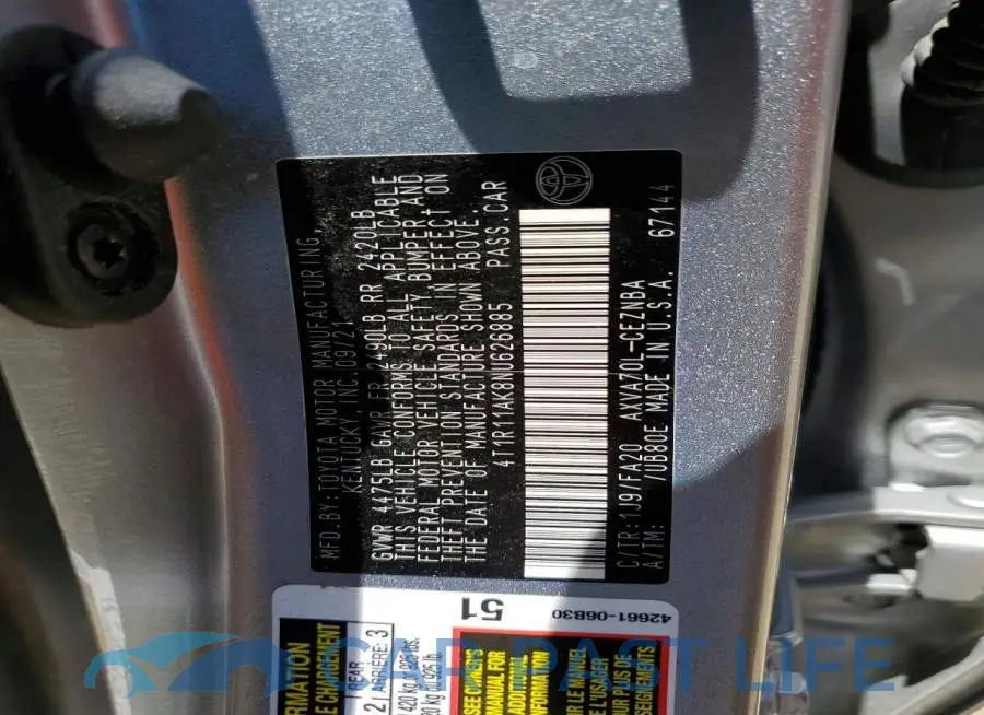 4T1R11AK8NU626885# 13