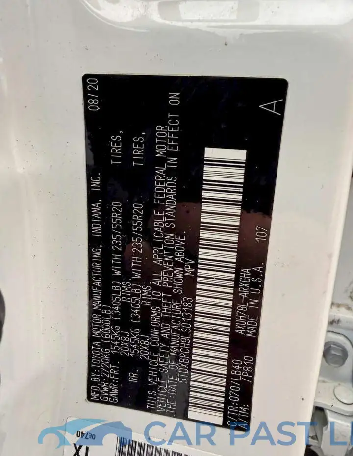 5TDXBRCH9LS013183# 11