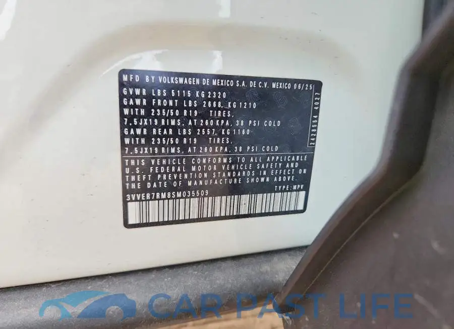 3VVER7RM8SM035509# 13