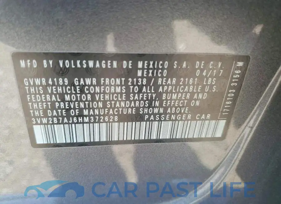 3VW2B7AJ6HM372628# 13