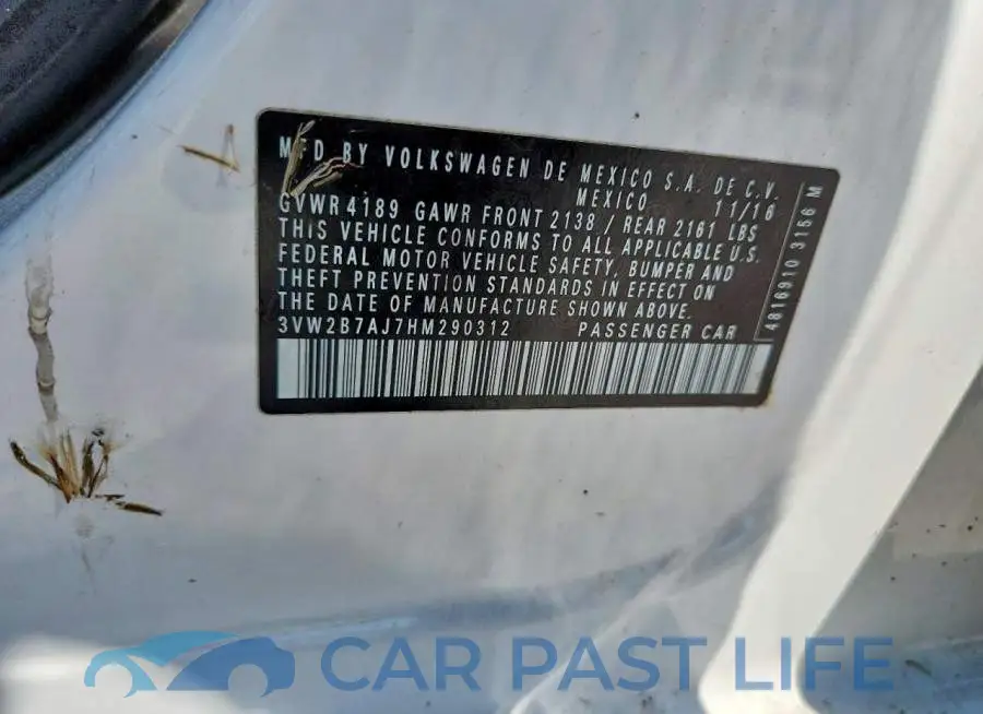 3VW2B7AJ7HM290312# 12