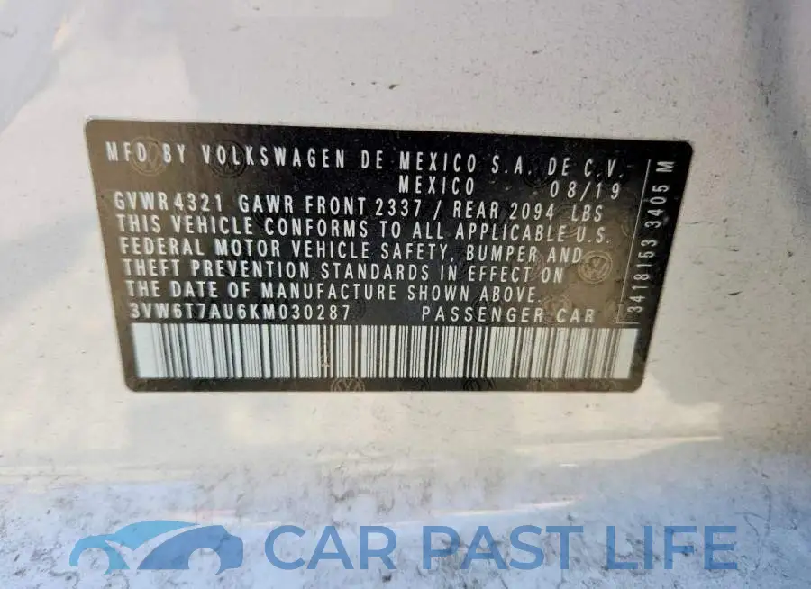 3VW6T7AU6KM030287# 12