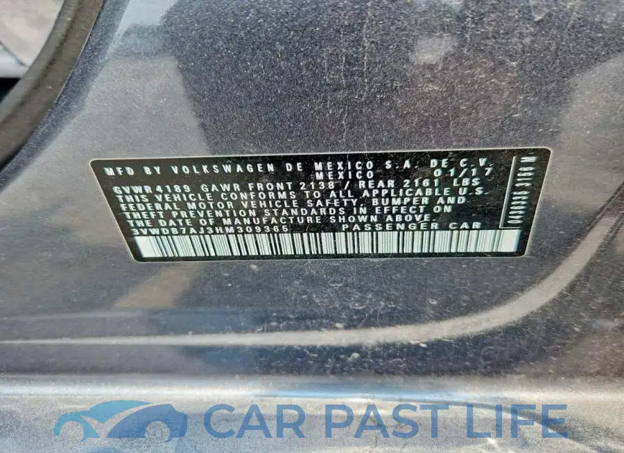 3VWDB7AJ3HM309365# 13