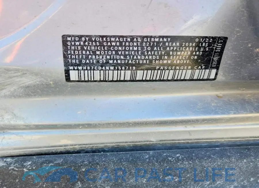 WVWH87CD4NW158719# 12