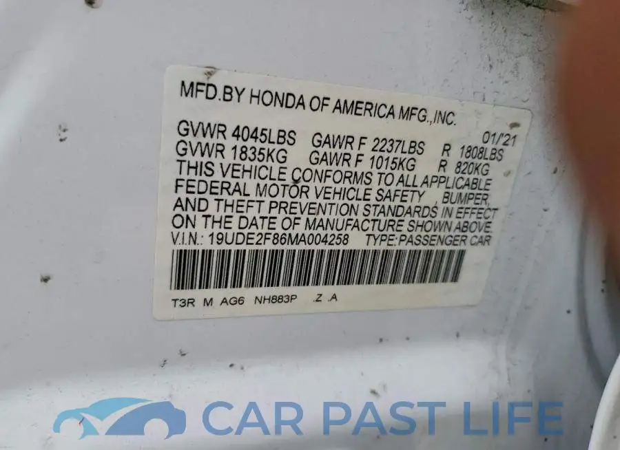 19UDE2F86MA004258# 13