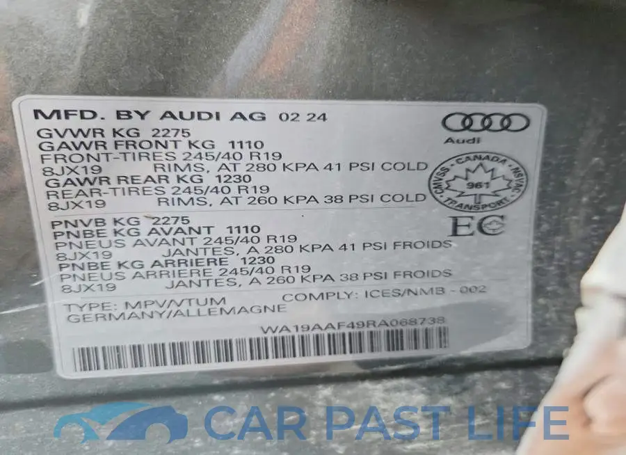 WA19AAF49RA068738# 13