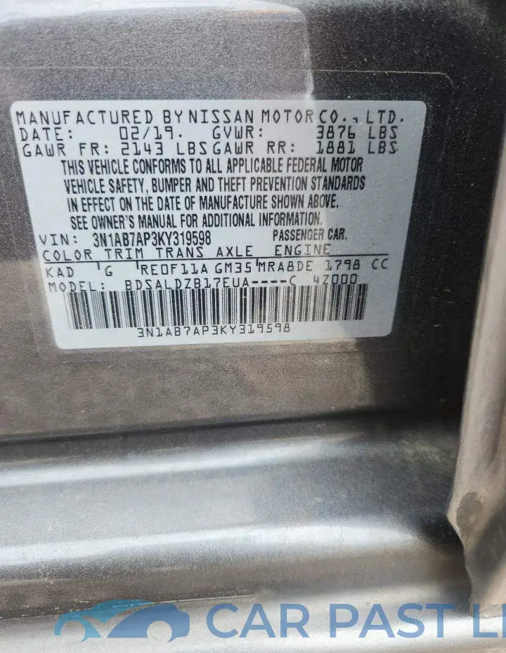 3N1AB7AP3KY319598# 12