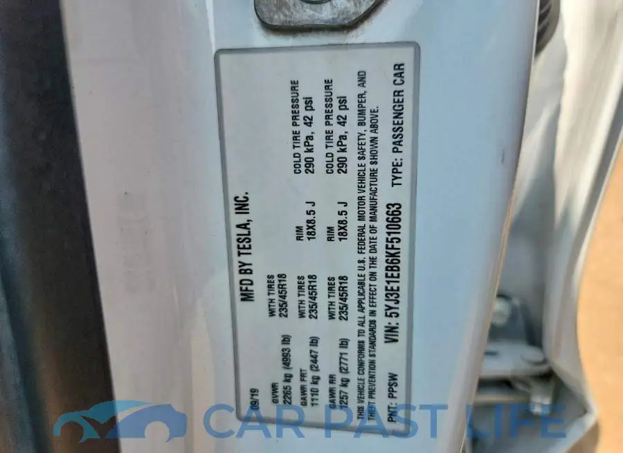 5YJ3E1EB6KF510663# 12