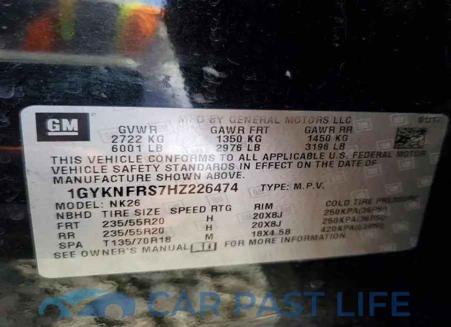 1GYKNFRS7HZ226474# 13
