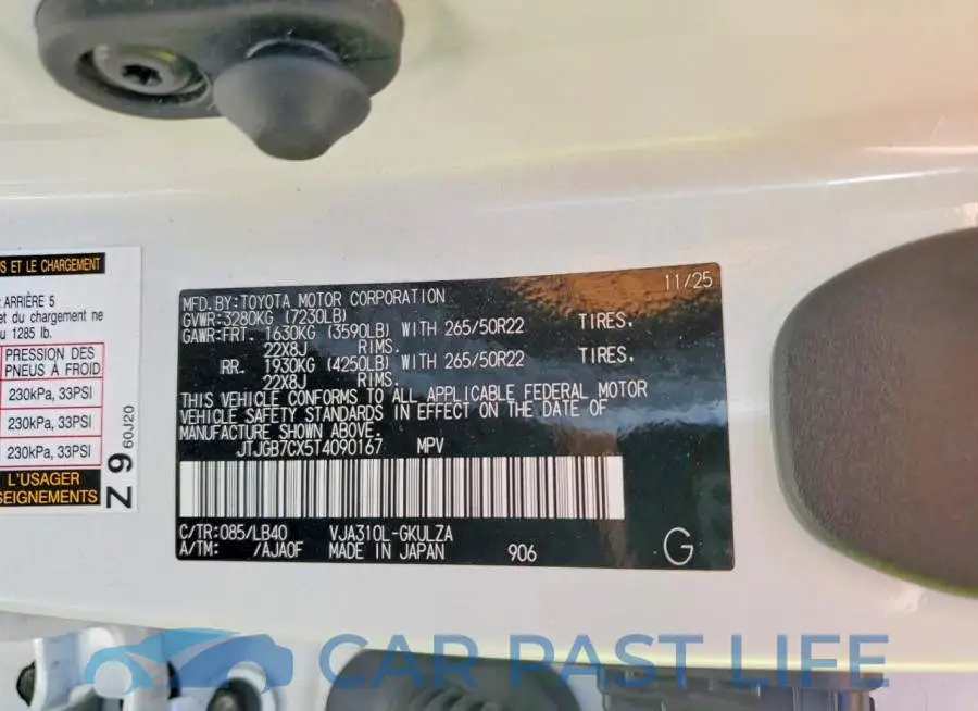 JTJGB7CX5T4090167# 13