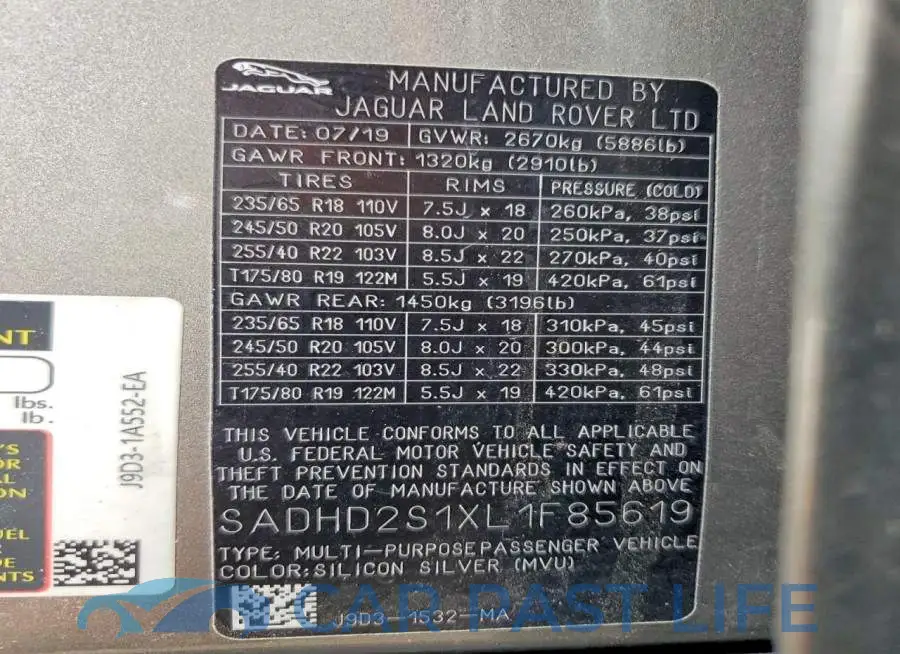 SADHD2S1XL1F85619# 13