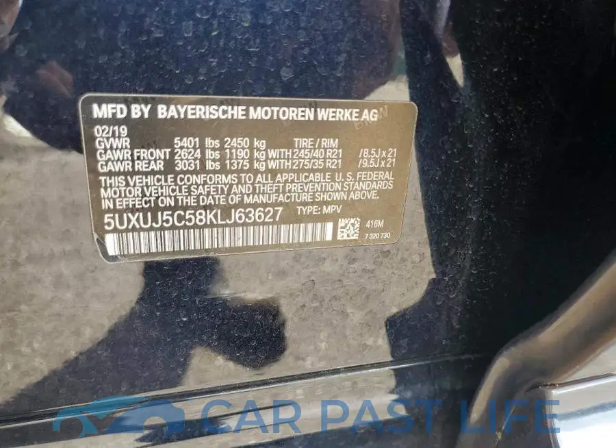5UXUJ5C58KLJ63627# 13