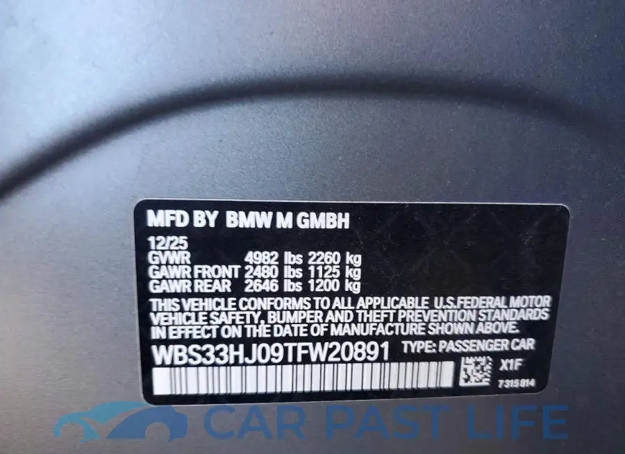 WBS33HJ09TFW20891# 12