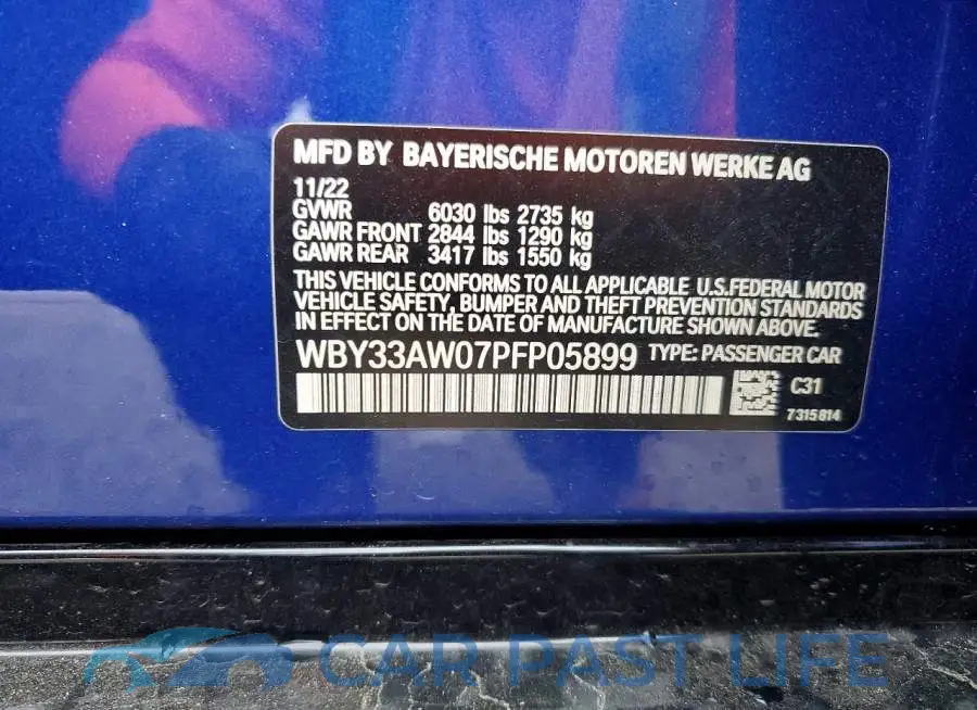 WBY33AW07PFP05899# 12