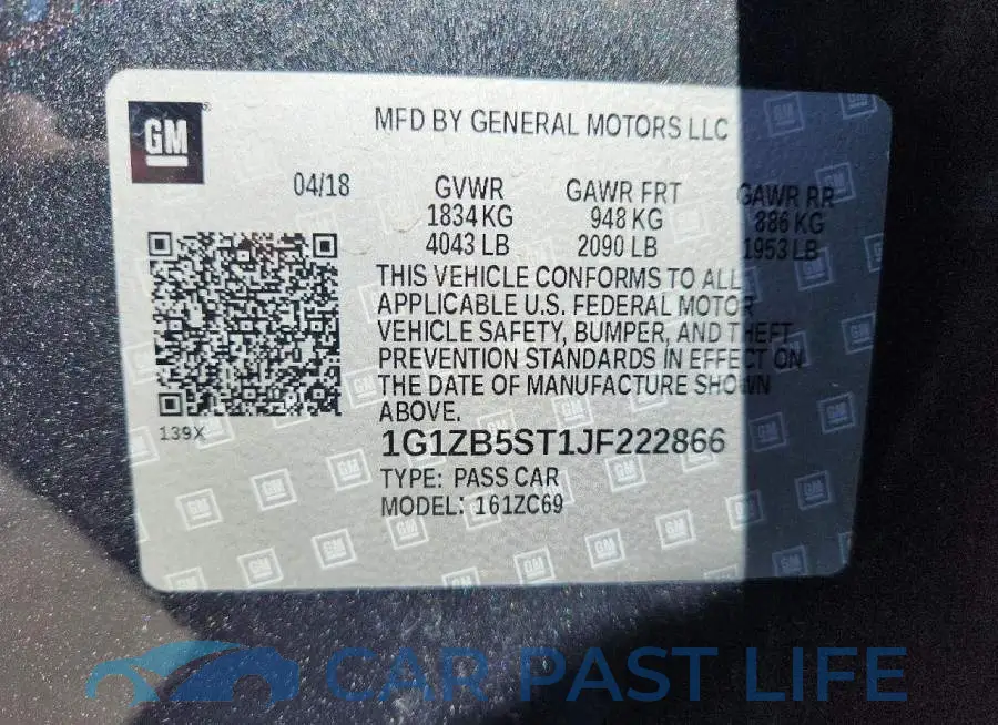 1G1ZB5ST1JF222866# 12