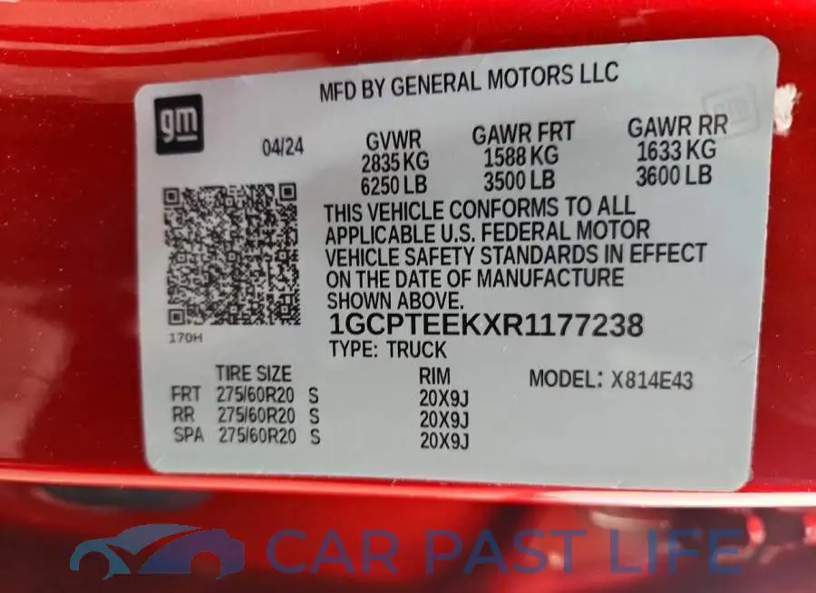1GCPTEEKXR1177238# 12