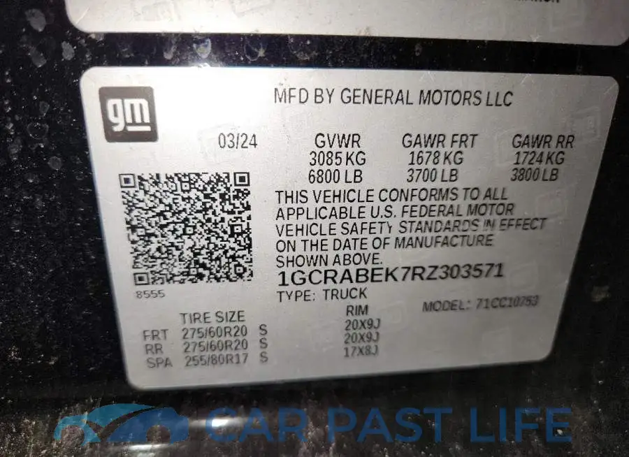 1GCRABEK7RZ303571# 12