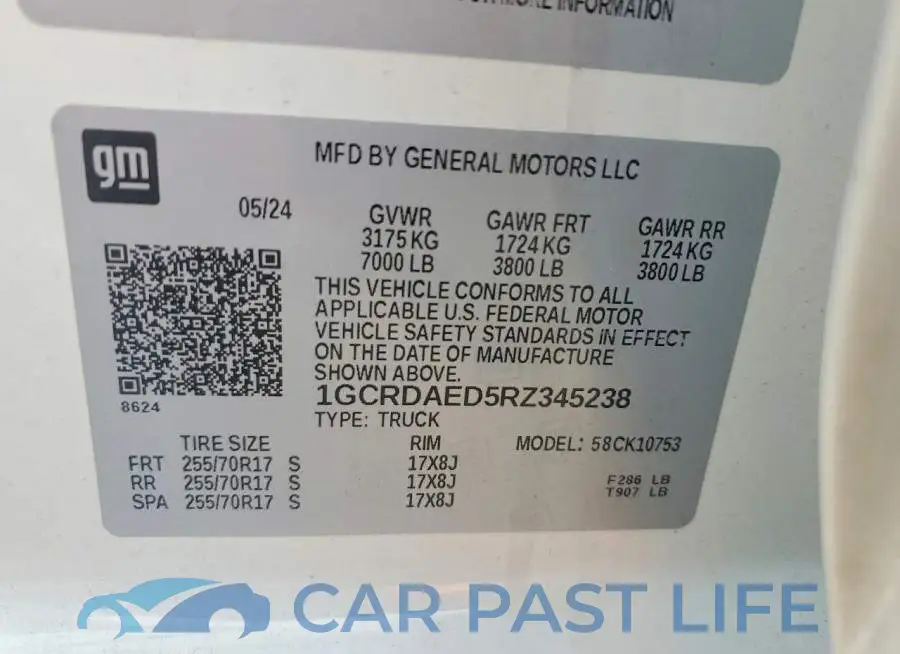 1GCRDAED5RZ345238# 12