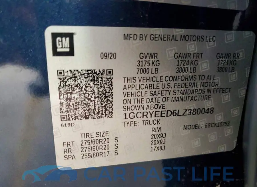1GCRYEED6LZ380048# 12