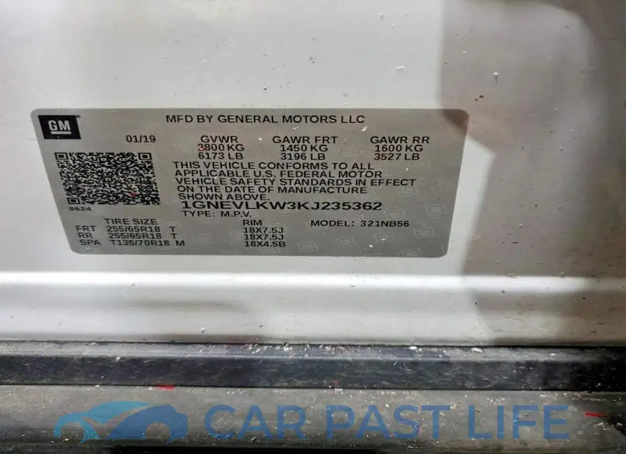 1GNEVLKW3KJ235362# 13