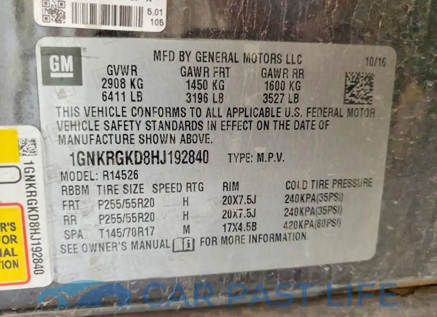 1GNKRGKD8HJ192840# 14