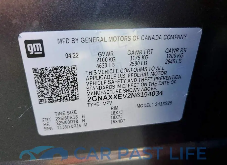 2GNAXXEV2N6154034# 13