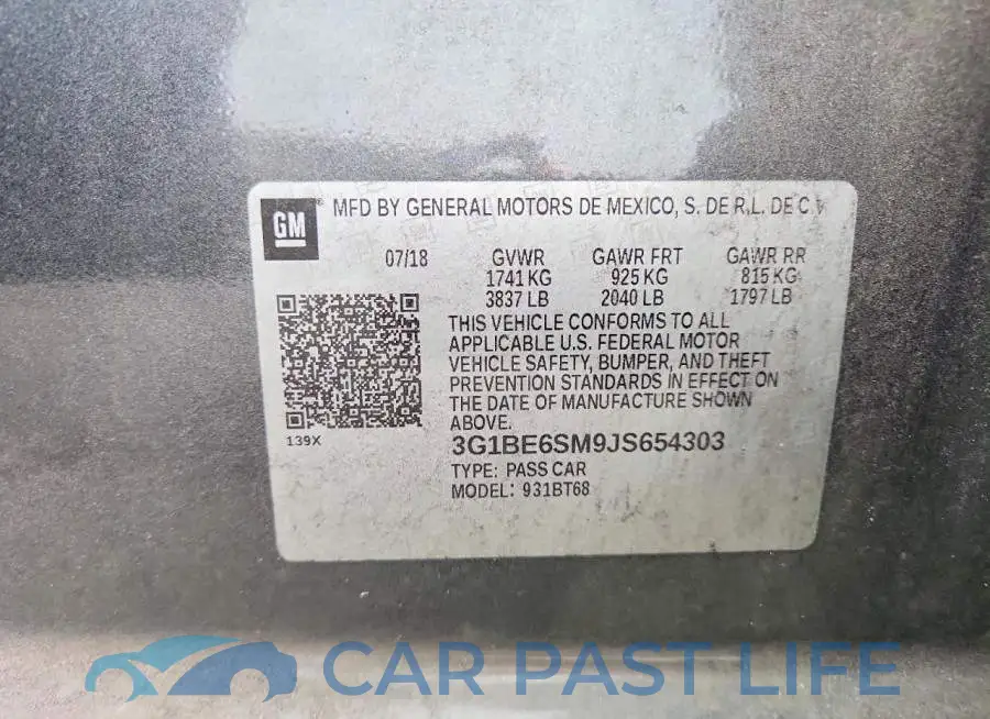 3G1BE6SM9JS654303# 12